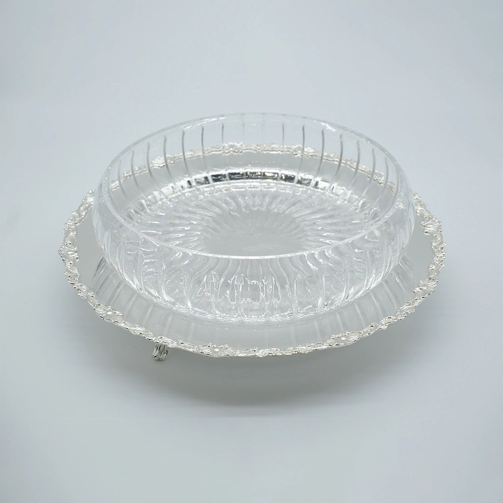 Kensington Crystal Bowl with Silver Tray