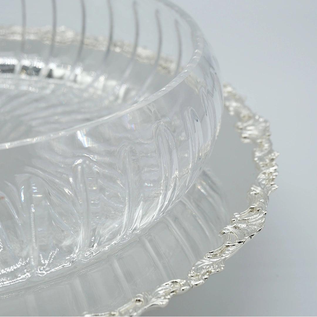 Kensington Crystal Bowl with Silver Tray