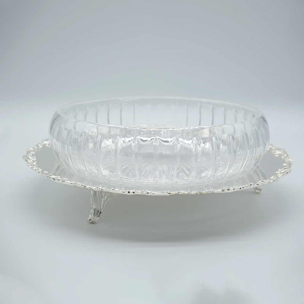 Kensington Crystal Bowl with Silver Tray
