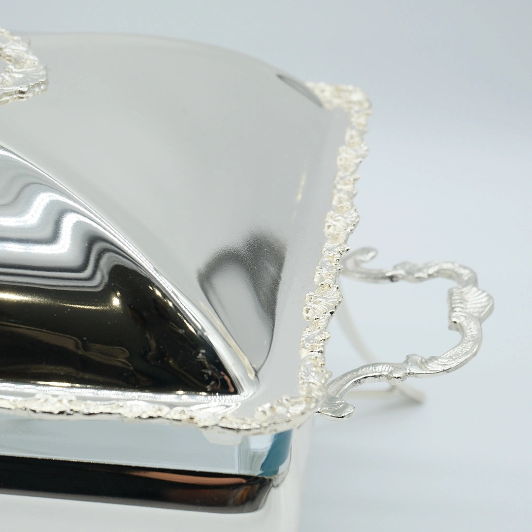 Royal Silver Plated Rectangular Chafing Dish with Decorative Trim
