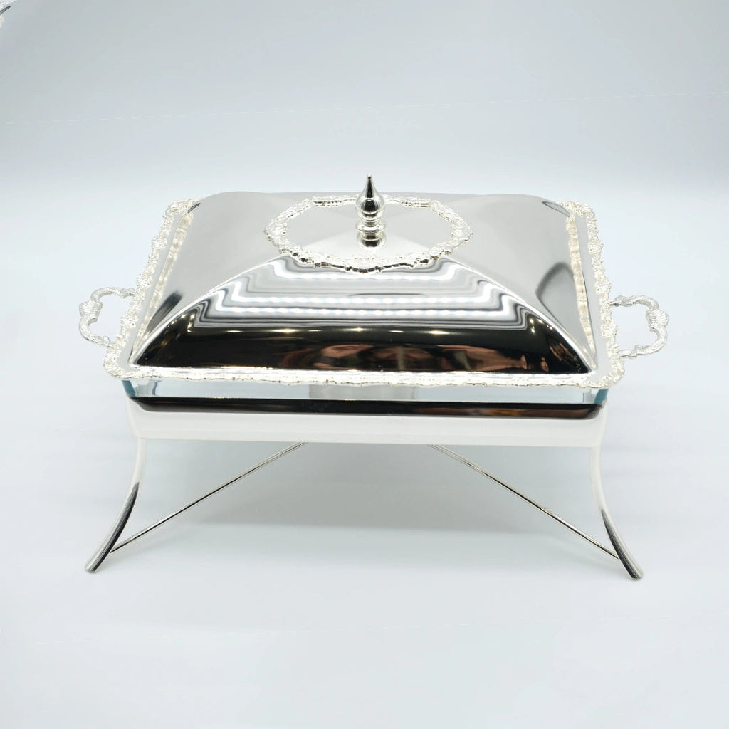 Royal Silver Plated Rectangular Chafing Dish with Decorative Trim