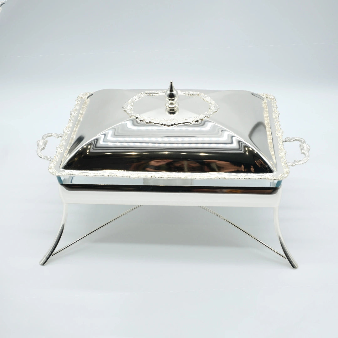 Royal Silver Plated Rectangular Chafing Dish with Decorative Trim