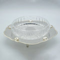 Silver Plated Round Scalloped Server with Glass Bowl