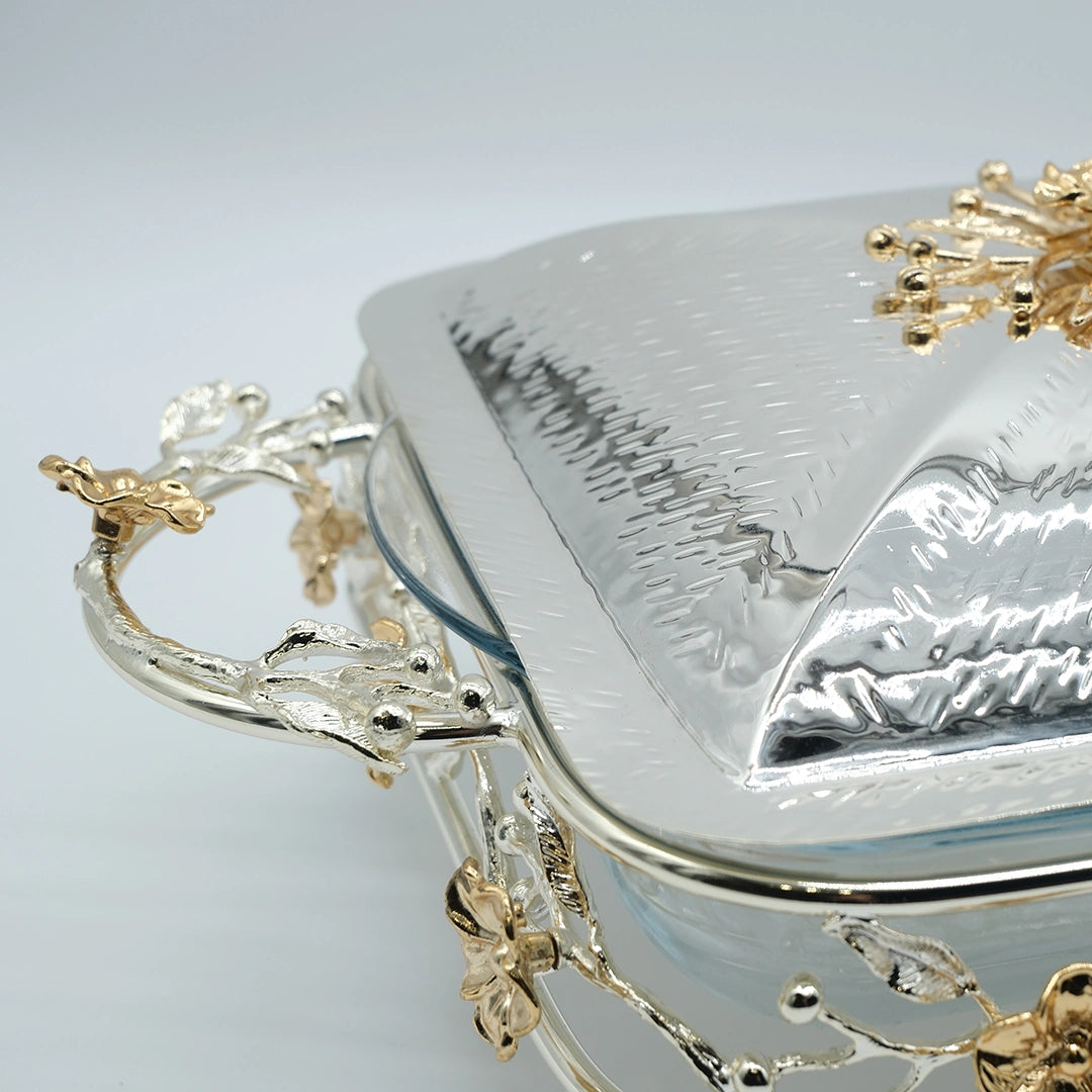 Royal Blossom Square Casserole Dish with Lid