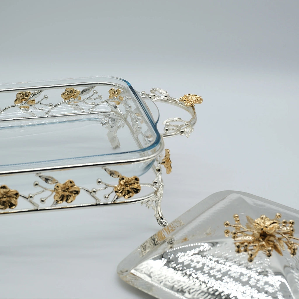 Royal Blossom Square Casserole Dish with Lid