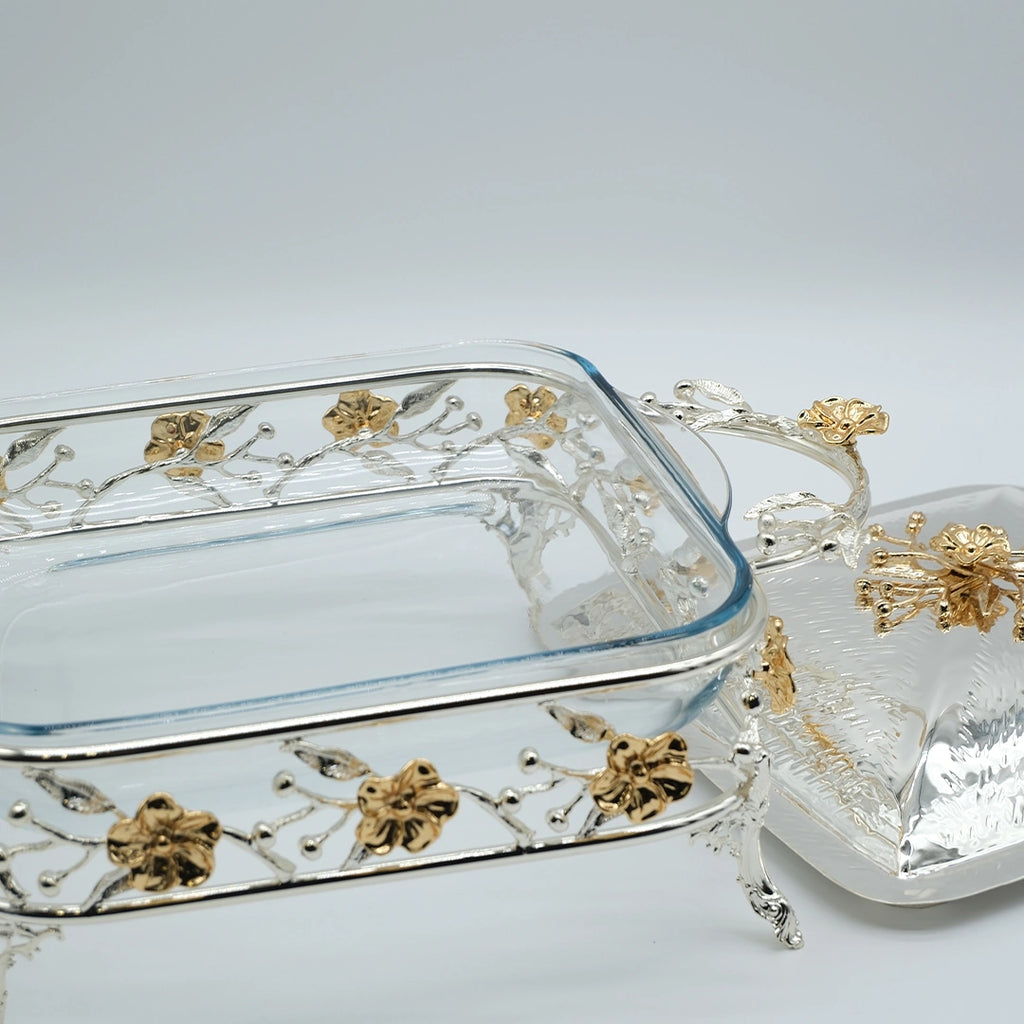 Royal Blossom Square Casserole Dish with Lid