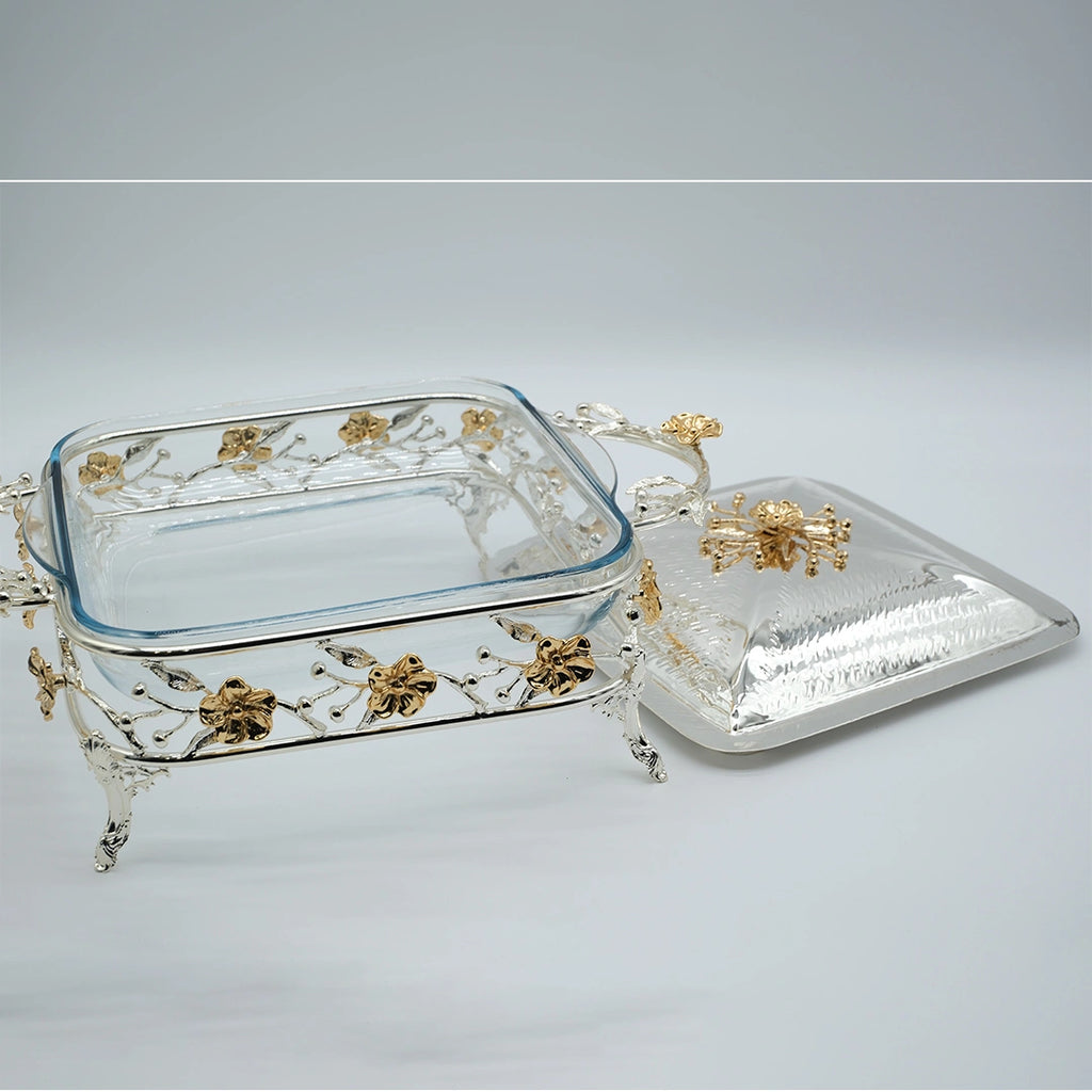 Royal Blossom Square Casserole Dish with Lid