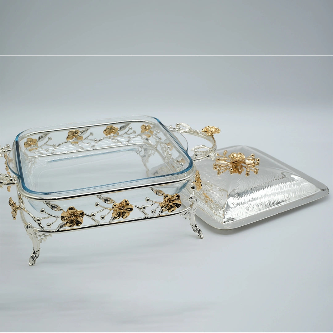 Royal Blossom Square Casserole Dish with Lid