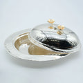 Golden Petal Hammered Serving Platter with Lid