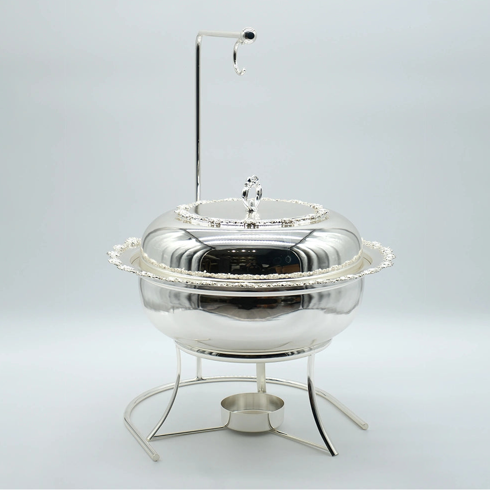 Silver Round Chafing Dish with Stand & Lid