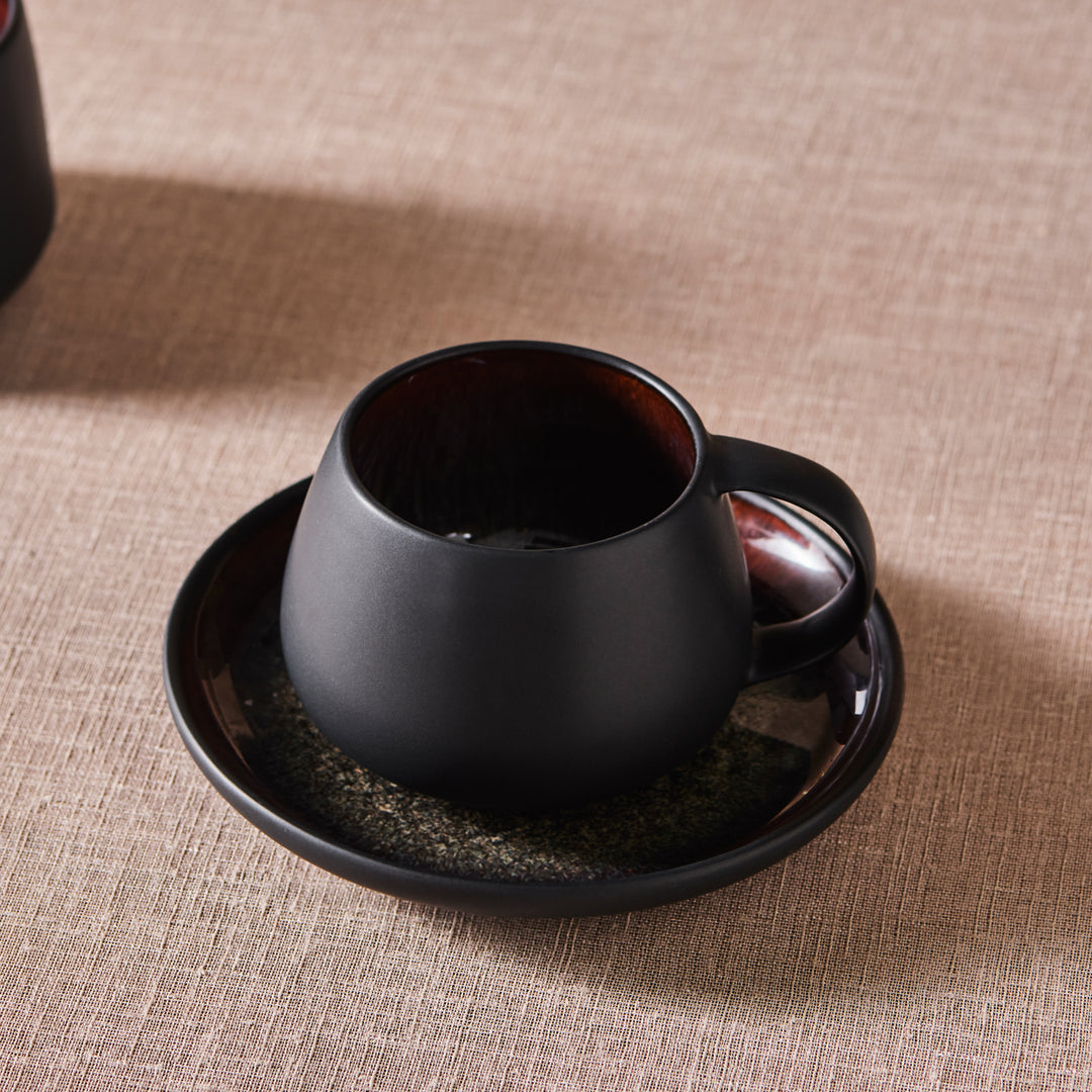 Earth Collection New Galactic 2-Piece Reactive Glaze Tea Set, 300ml, Black