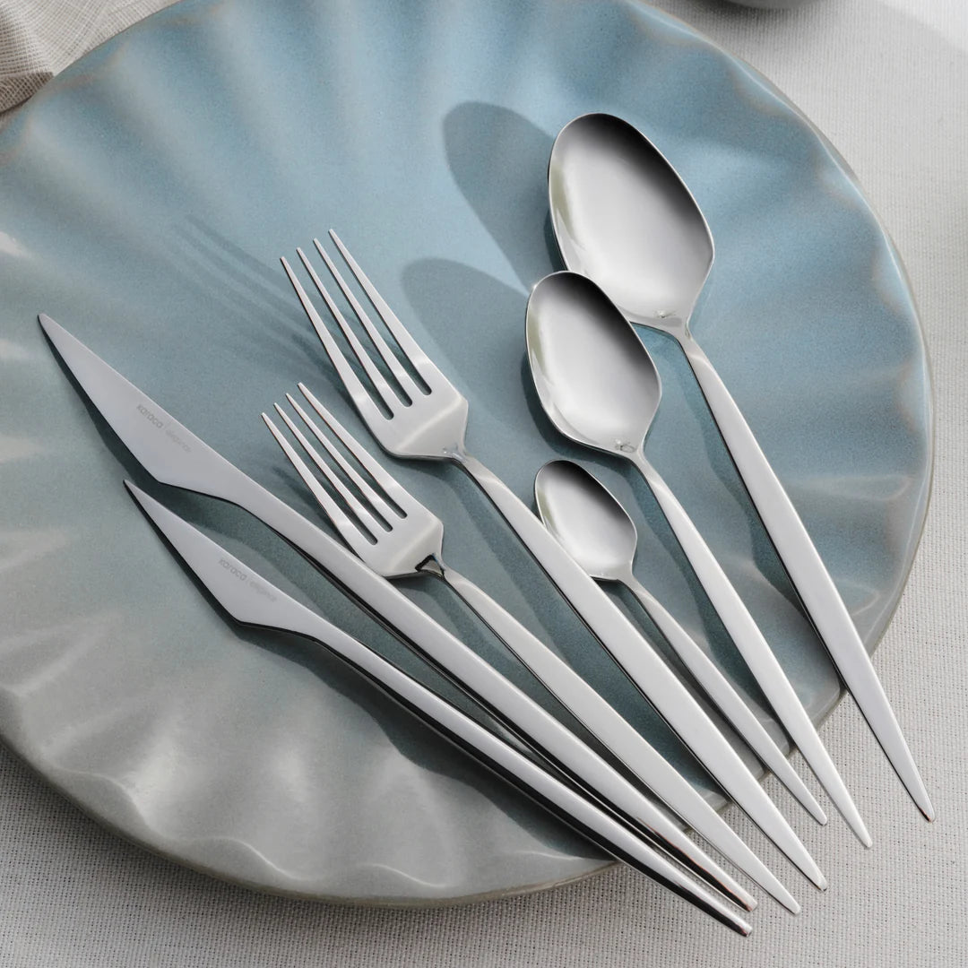 New Thor V2 84-Piece Stainless Steel Cutlery Set for 12 People, Platin