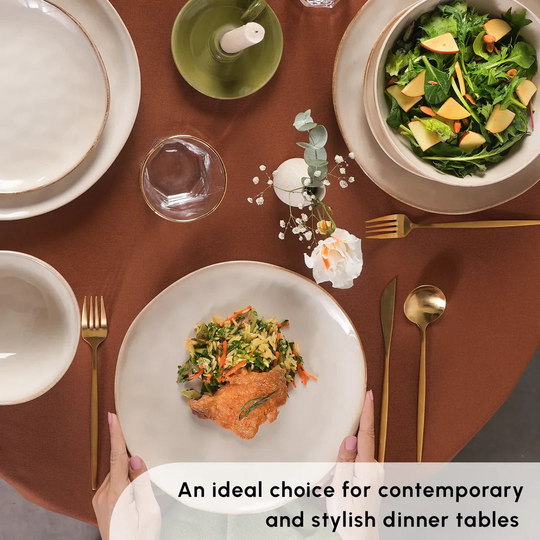 Aria 24-Piece Reactive Glaze Dinner Set for 6 People, Beige