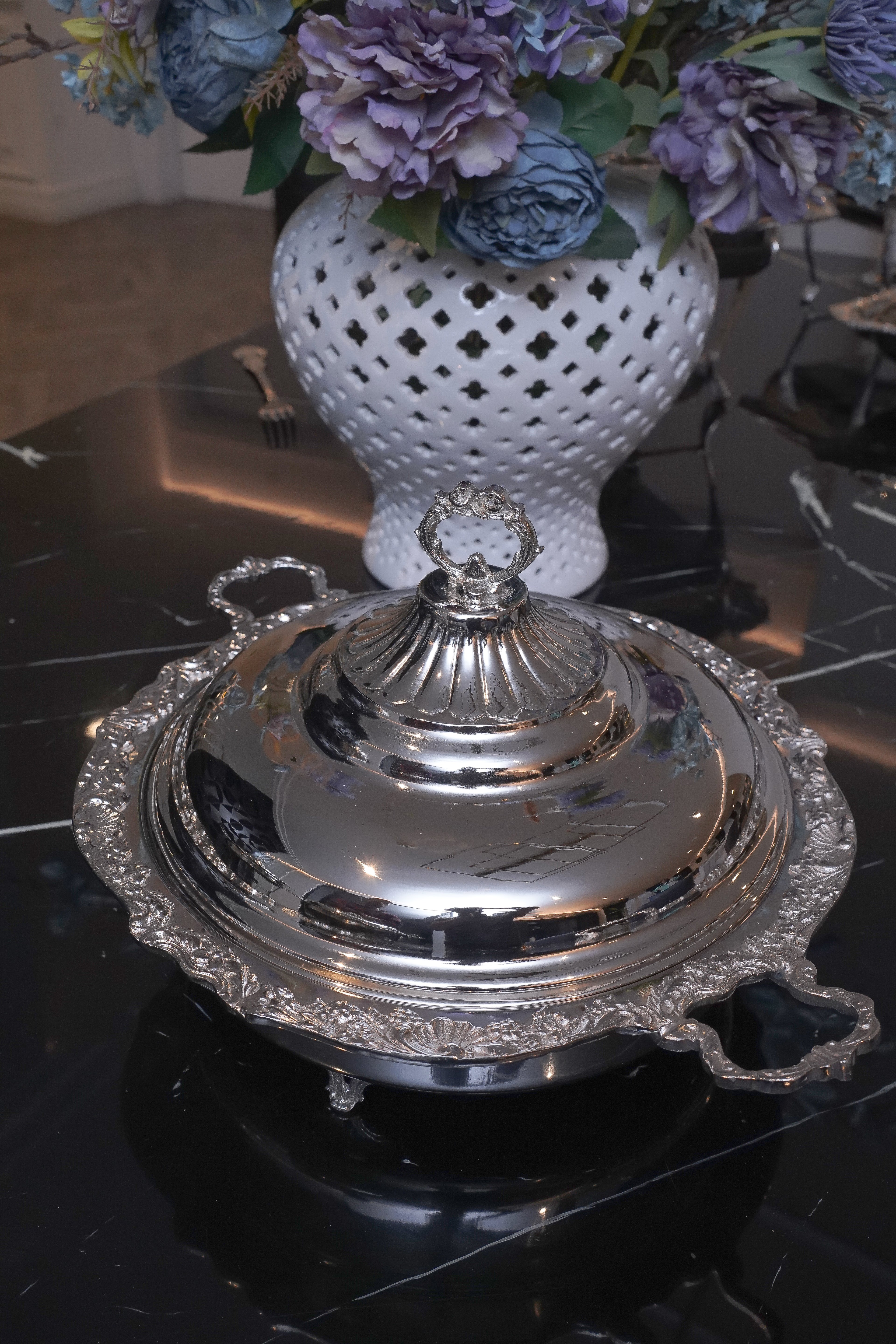 Elysian Round Silver Serving Dish