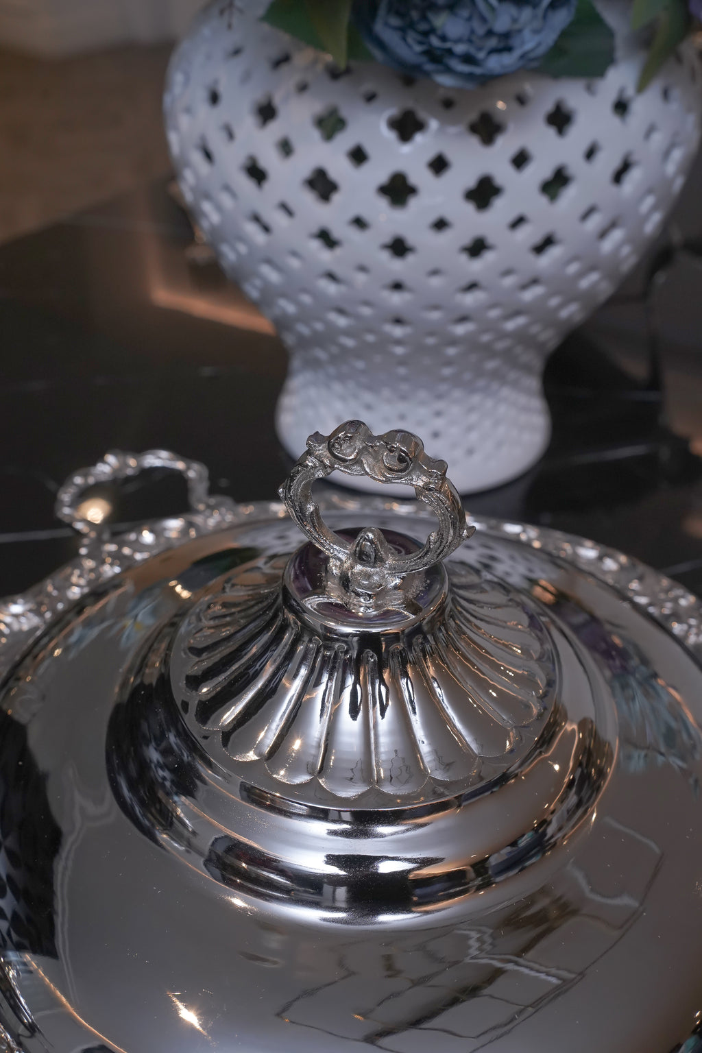 Elysian Round Silver Serving Dish