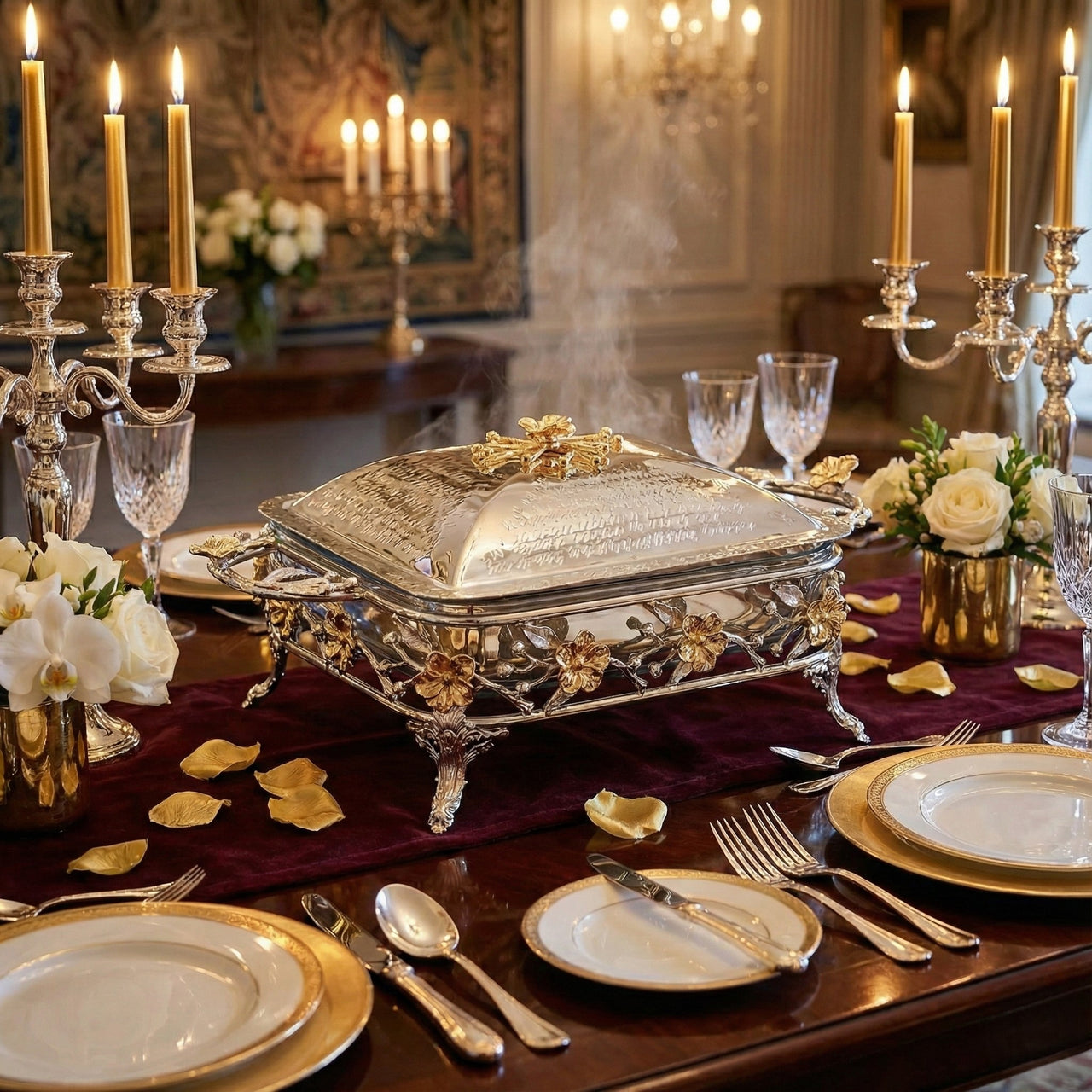 Imperial Floral Square Silver Plated Serving Dish