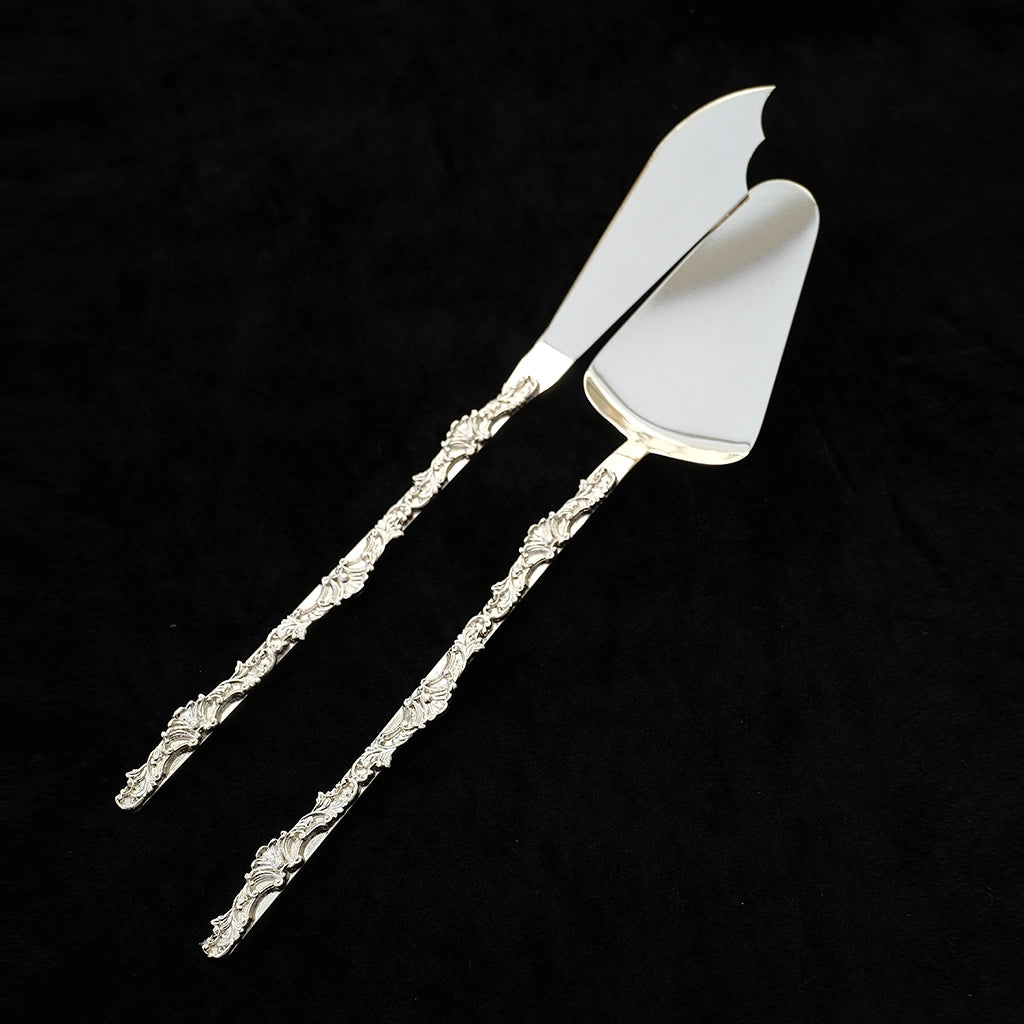 Silver Vine Handle Cake Server Set
