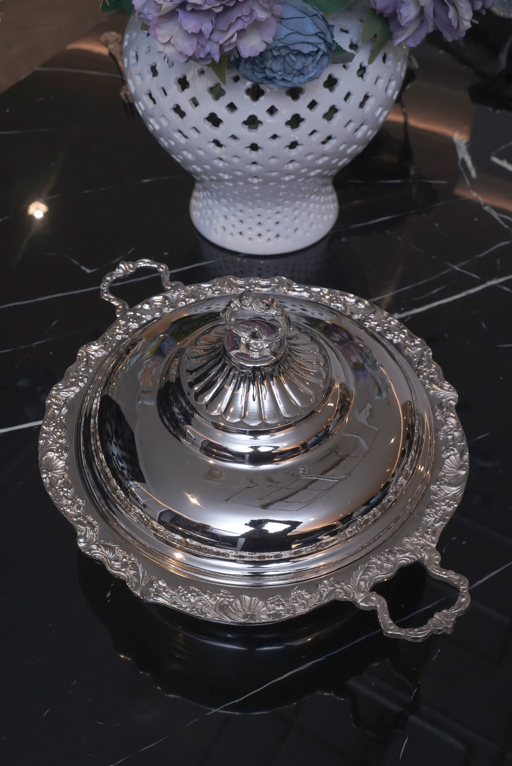 Elysian Round Silver Serving Dish