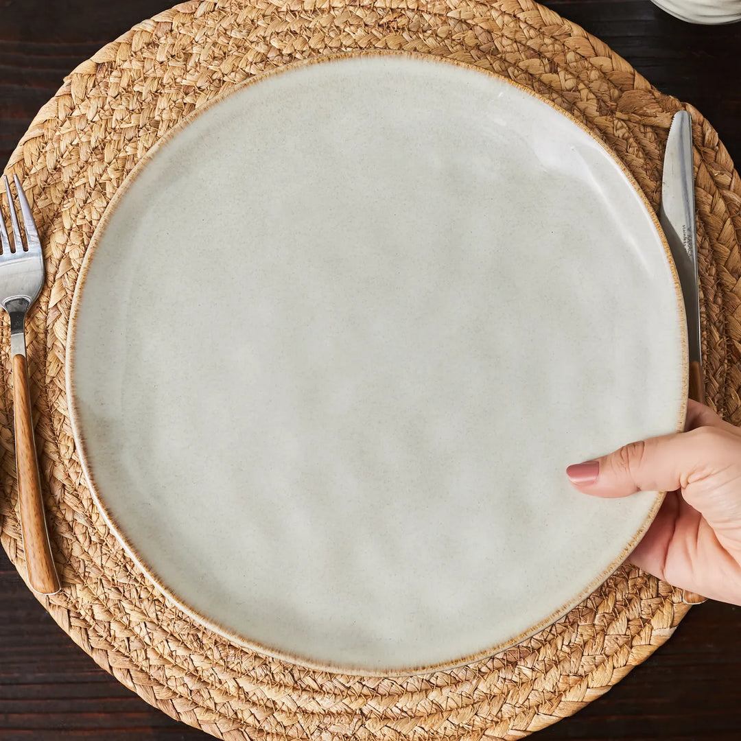 Aria Reactive Glaze Dinner Plate, 27cm, Beige