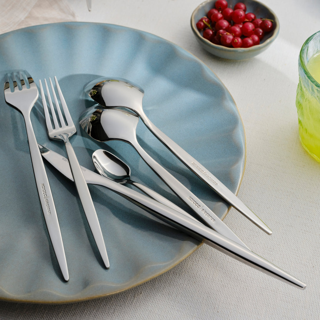 New Thor V2 84-Piece Stainless Steel Cutlery Set for 12 People, Platin