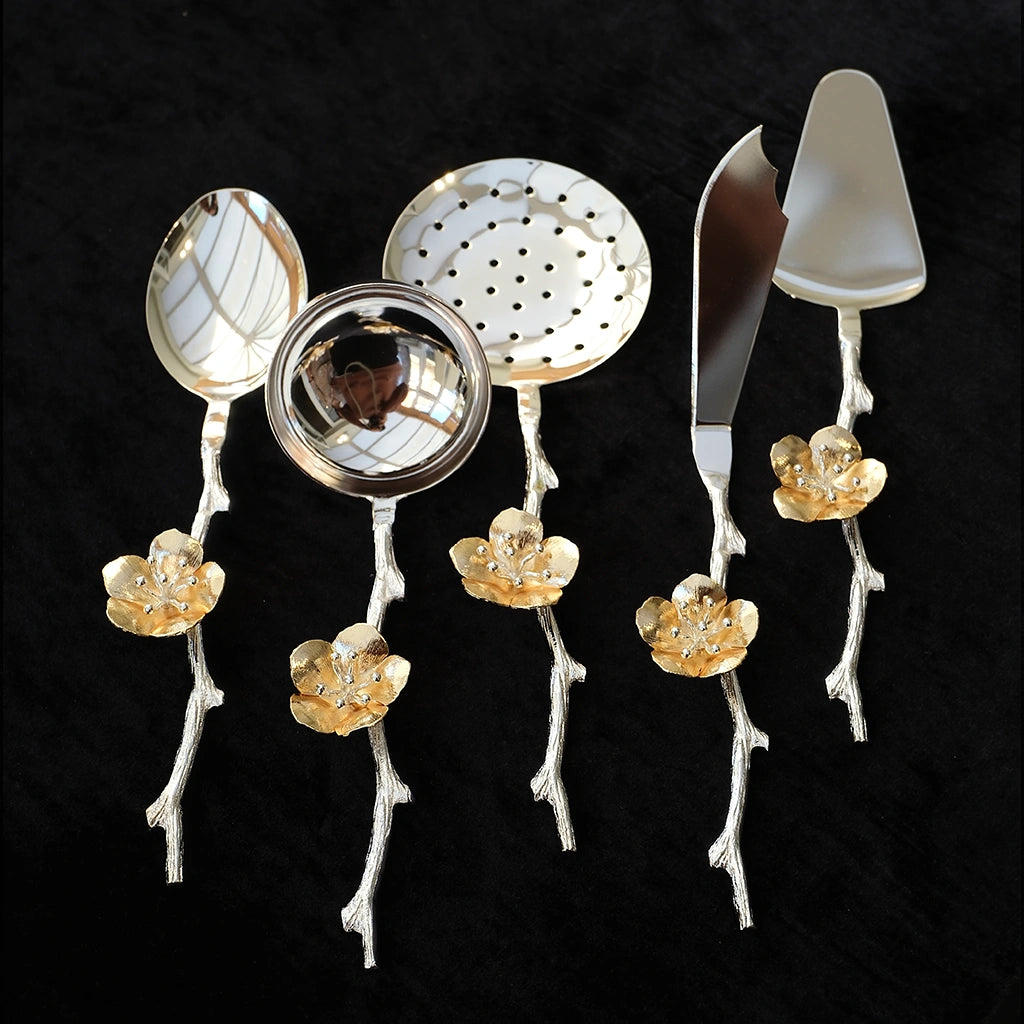 Golden Blossom Serving Utensil Set