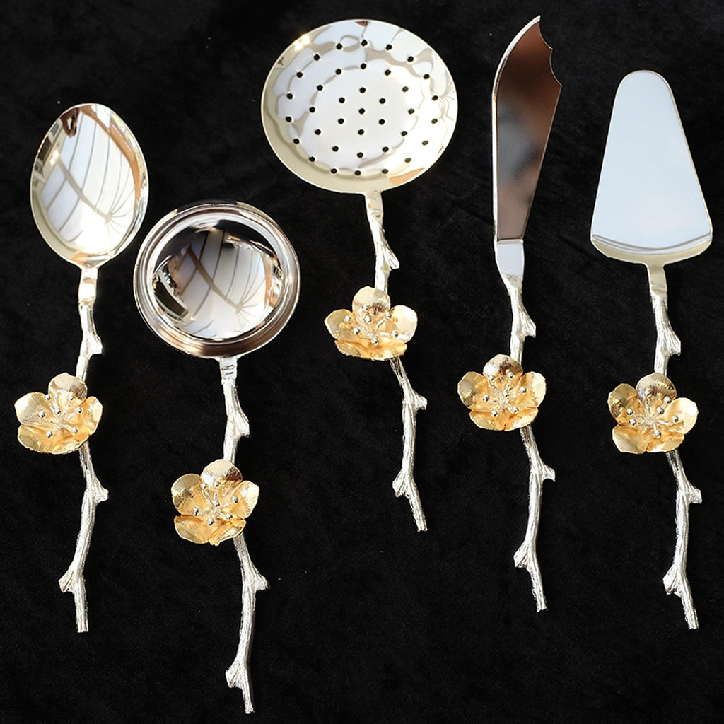 Golden Blossom Serving Utensil Set