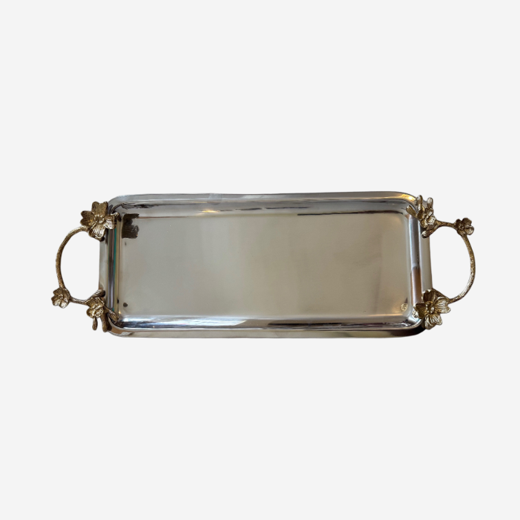 Orchid Silver Plated Long Tray (Silver)