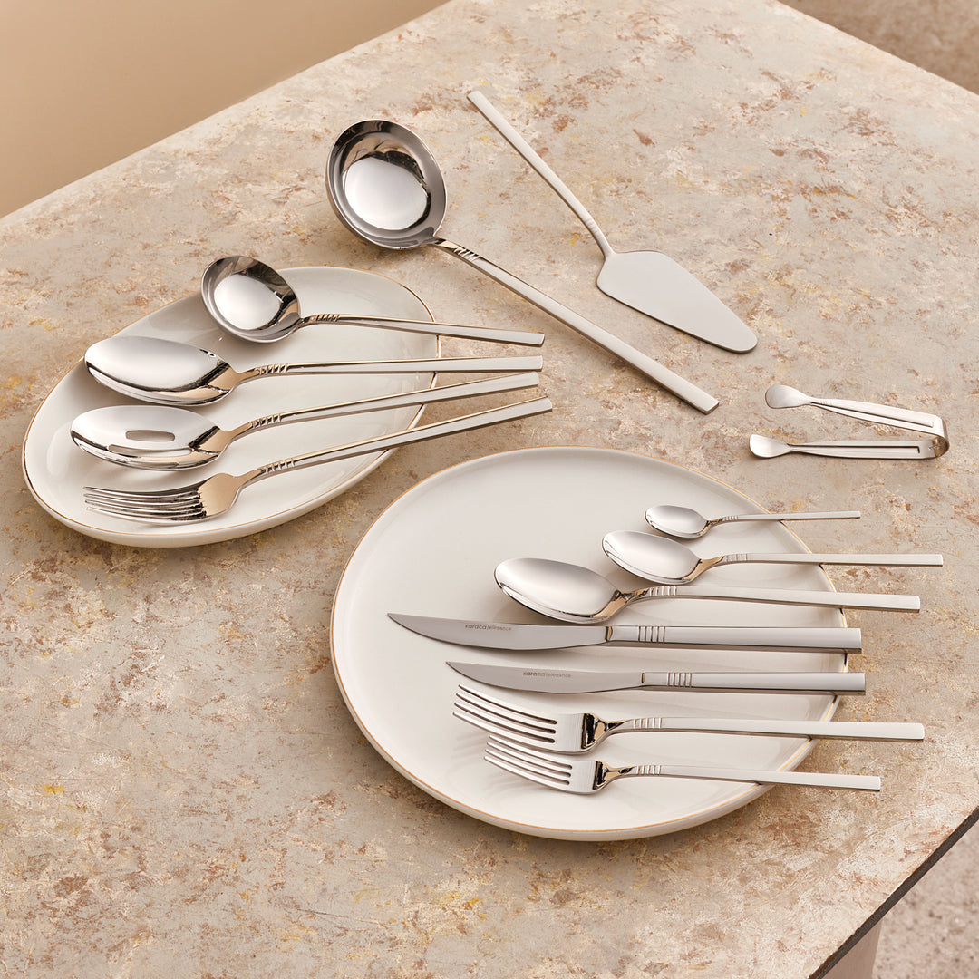 Nil 91-Piece Stainless Steel Cutlery Set with Serving Set, Silver