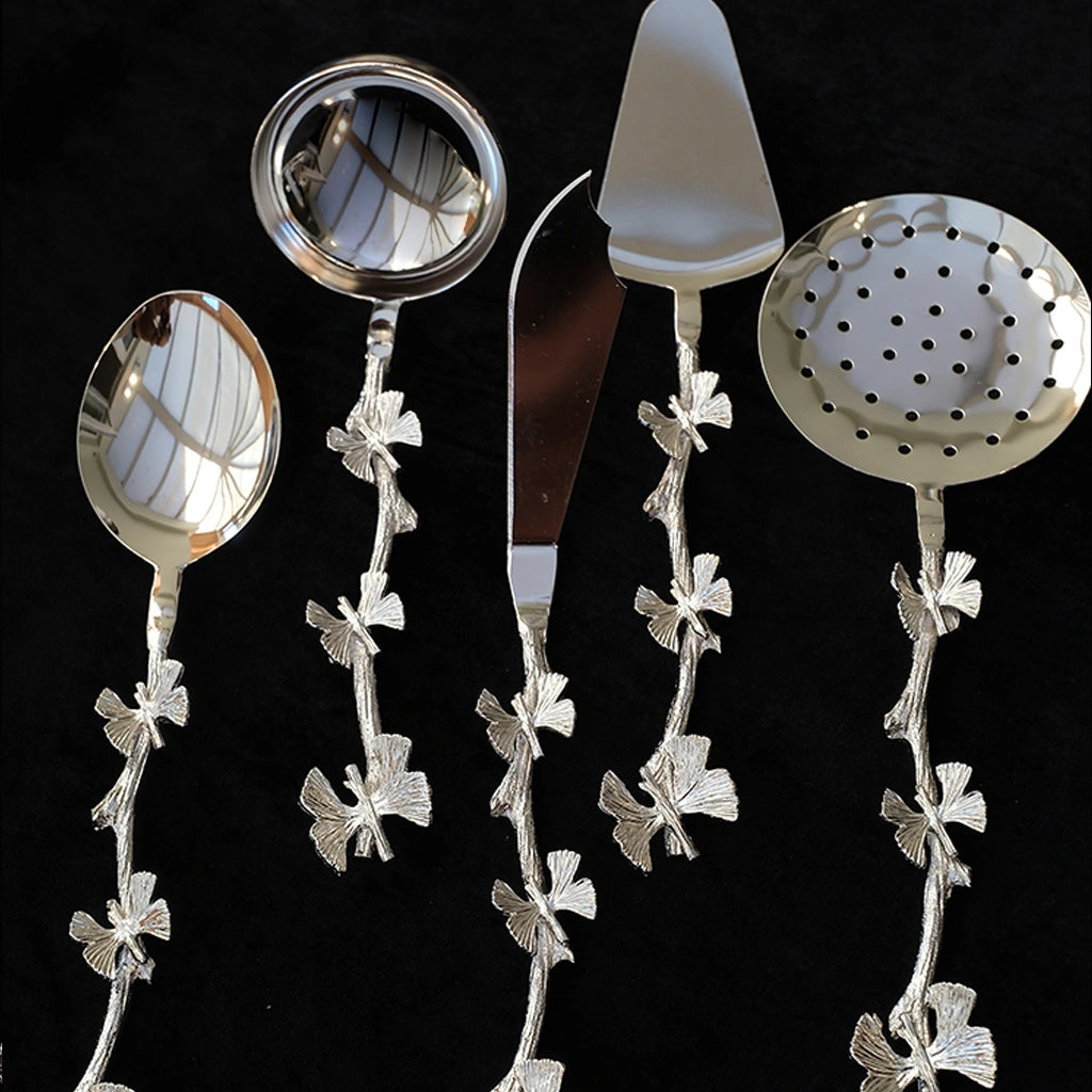 Ginkgo Silver Serving Utensil Set
