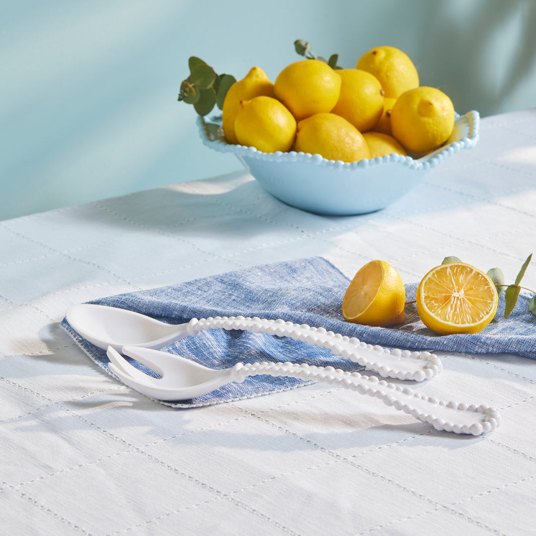 Perla Melamine 2-Piece Service Set, White