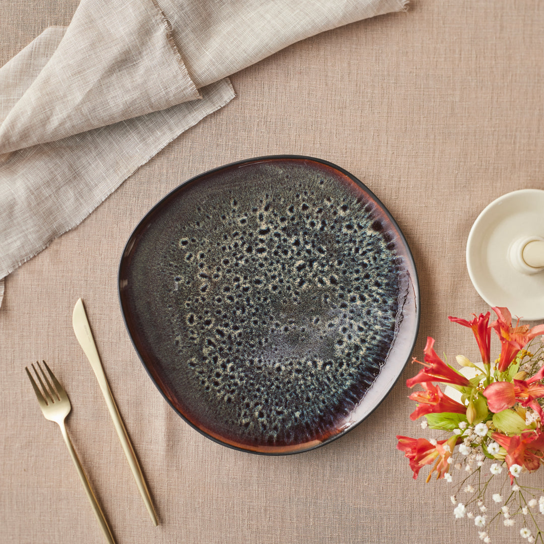 Earth Collection New Galactic Reactive Glaze Dinner Plate, 27cm, Black