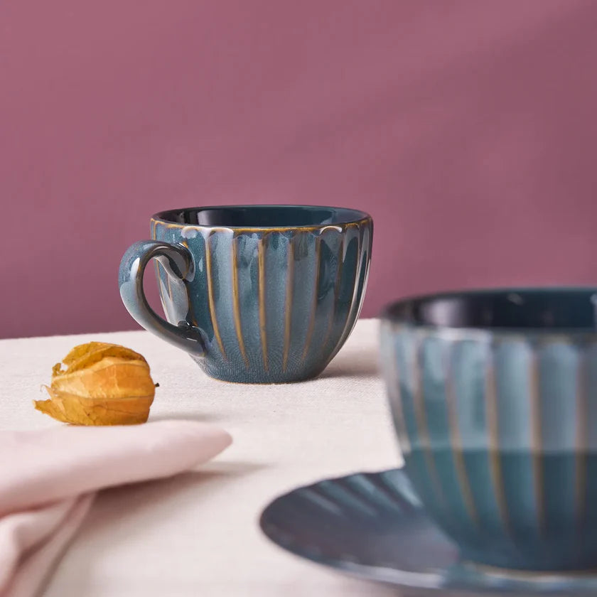 Austen 4-Piece Tea Cup and Saucer Set for 2 People, Green