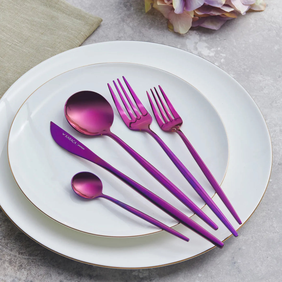 Orion 30-Piece Stainless Steel Cutlery Set for 6 People, Purple