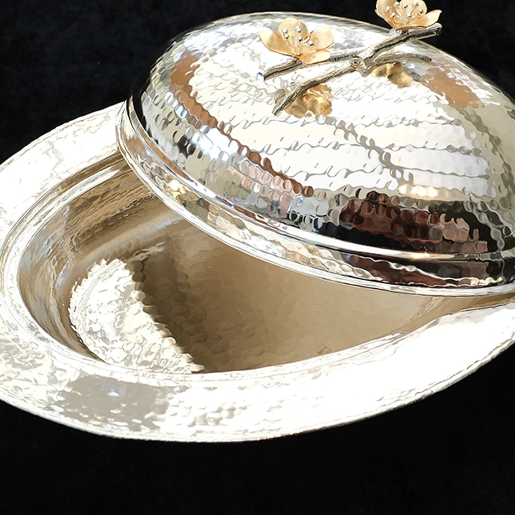 Imperial Hammered Silver Plated Oval Server with Floral Lid