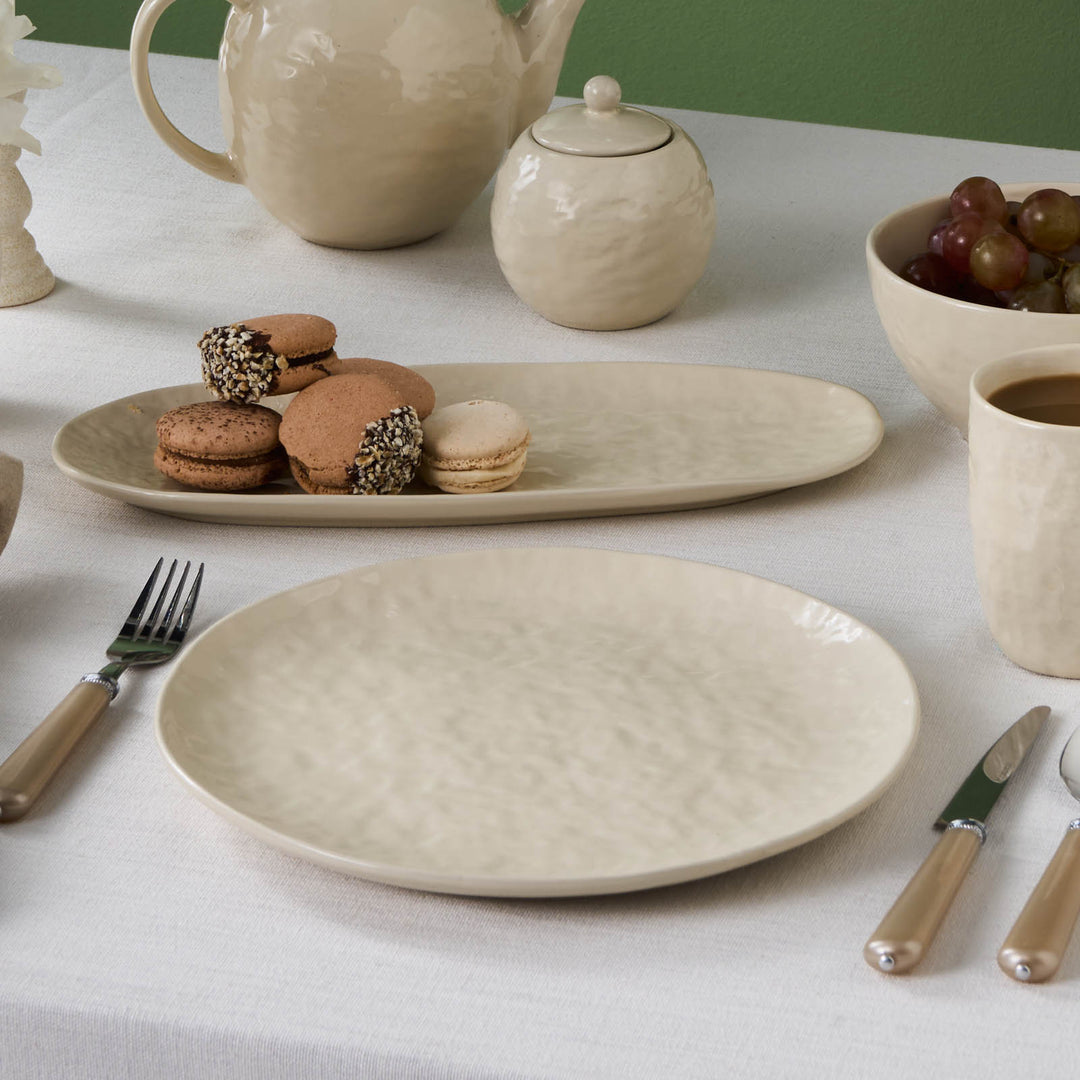 Nebula Stoneware Dinner Plate, 27cm, Beige