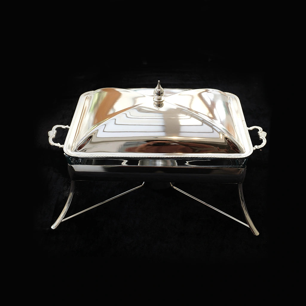Silver Plated Rectangular Serving Dish with Lid & Stand