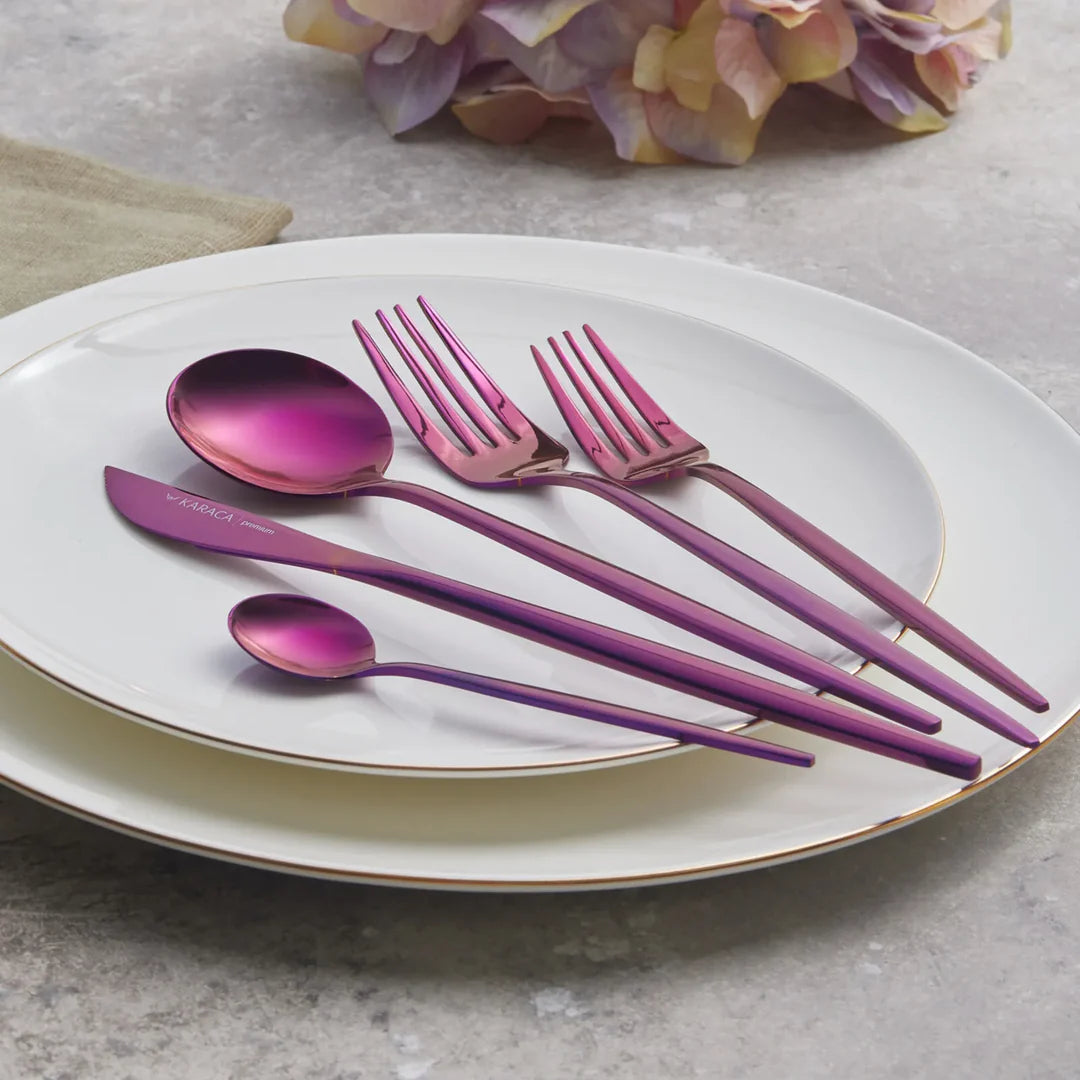 Orion 30-Piece Stainless Steel Cutlery Set for 6 People, Purple