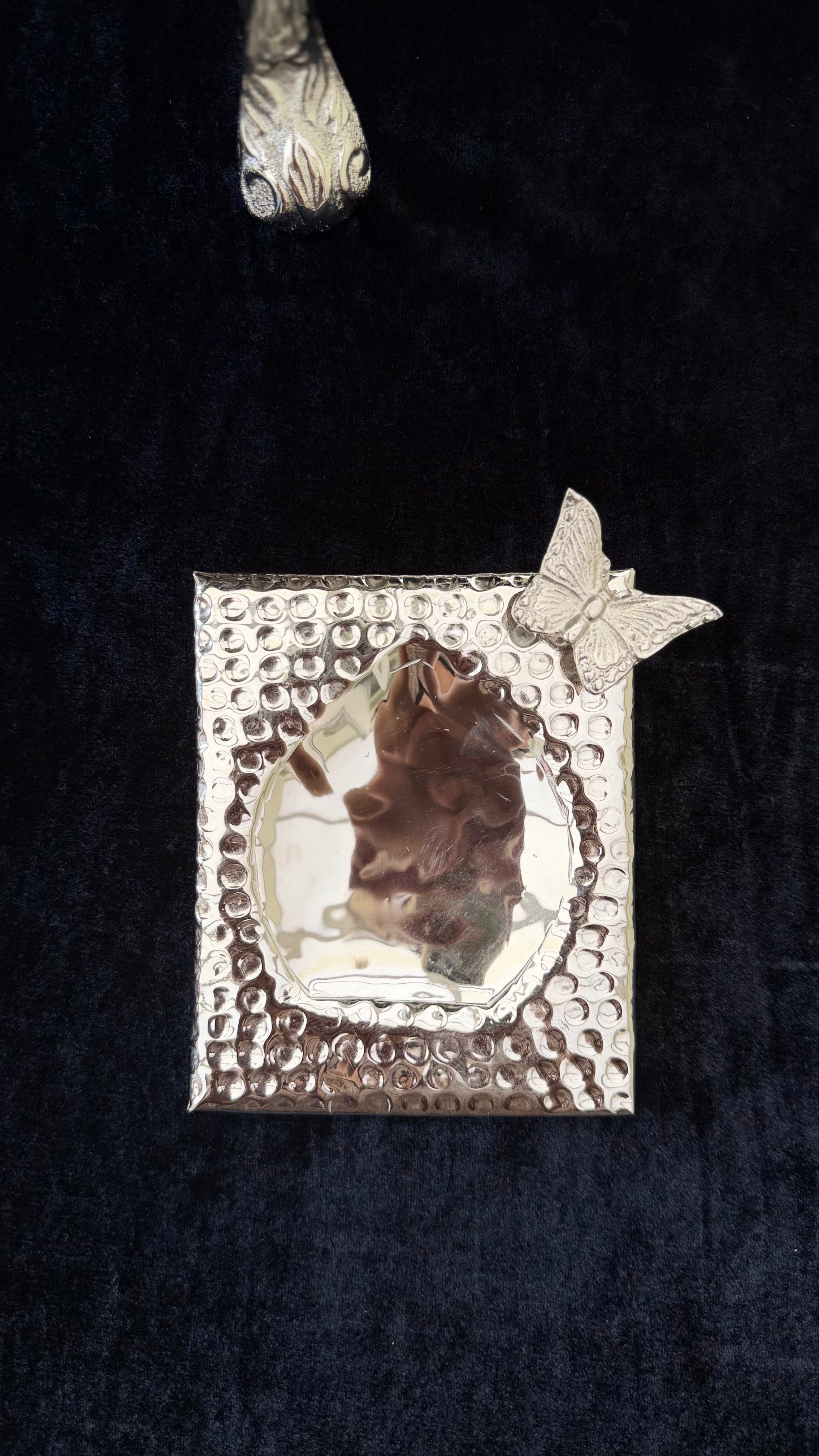 Butterfly Hammered Silver Vanity Tray