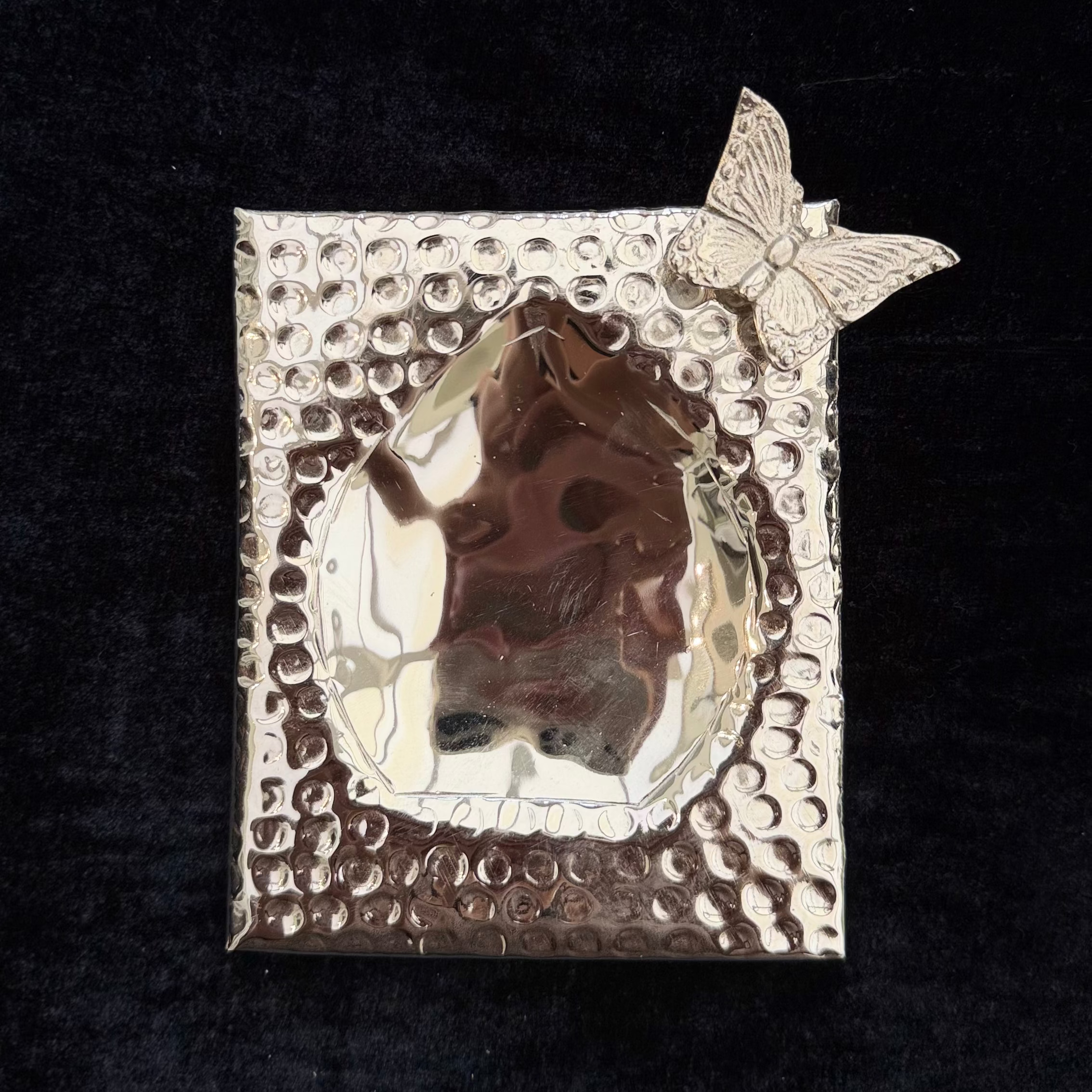 Butterfly Hammered Silver Vanity Tray