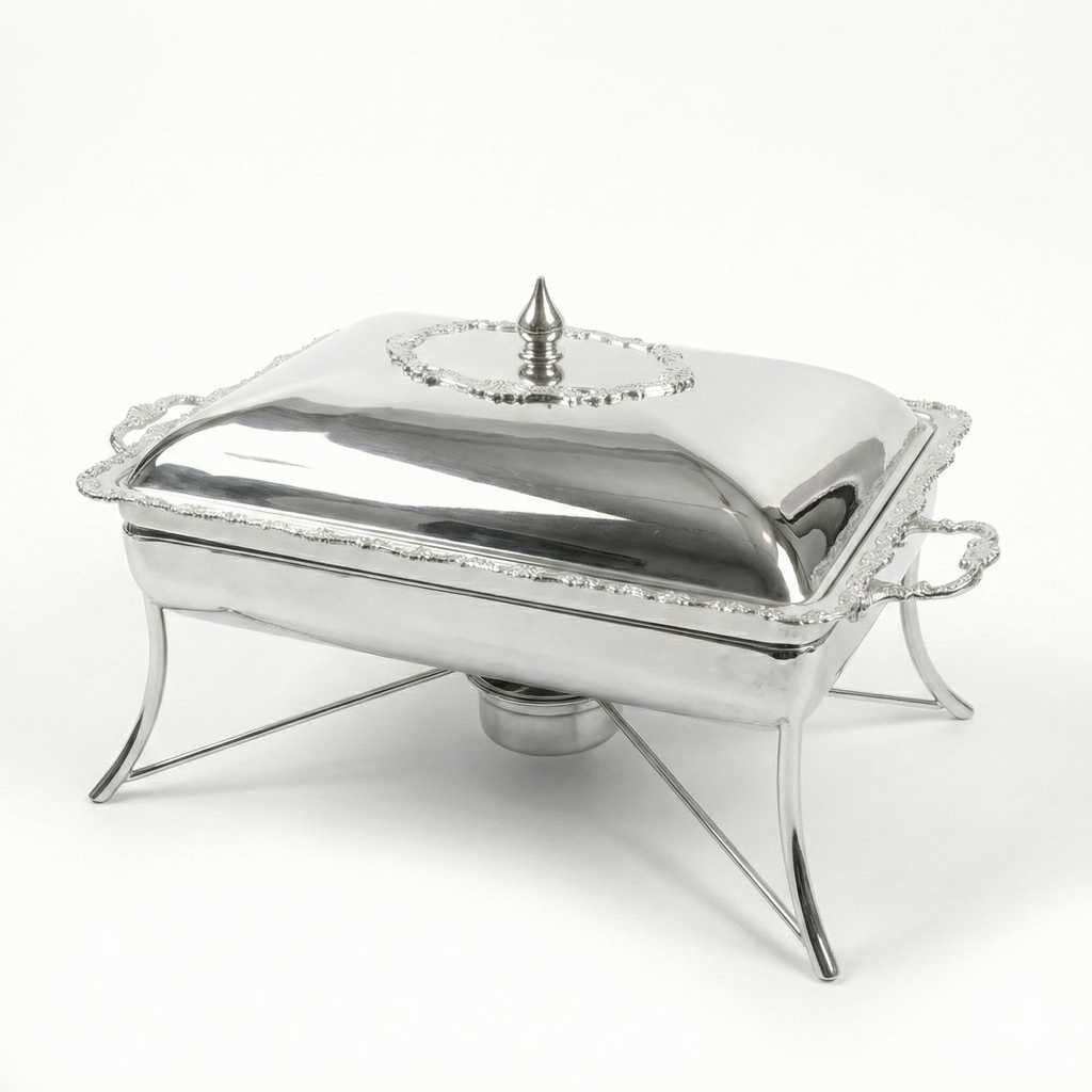Royal Silver Plated Rectangular Chafing Dish with Decorative Trim