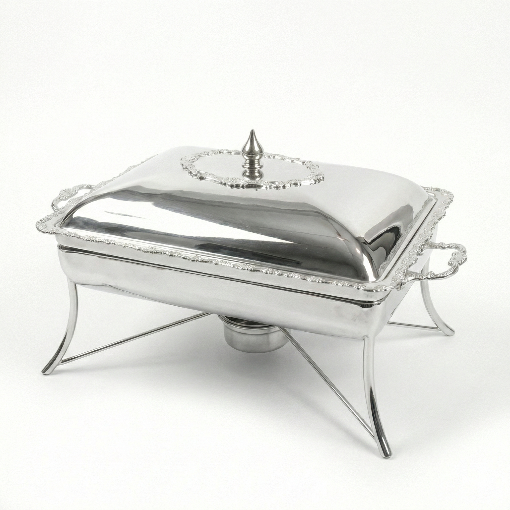 Royal Silver Plated Rectangular Chafing Dish with Decorative Trim