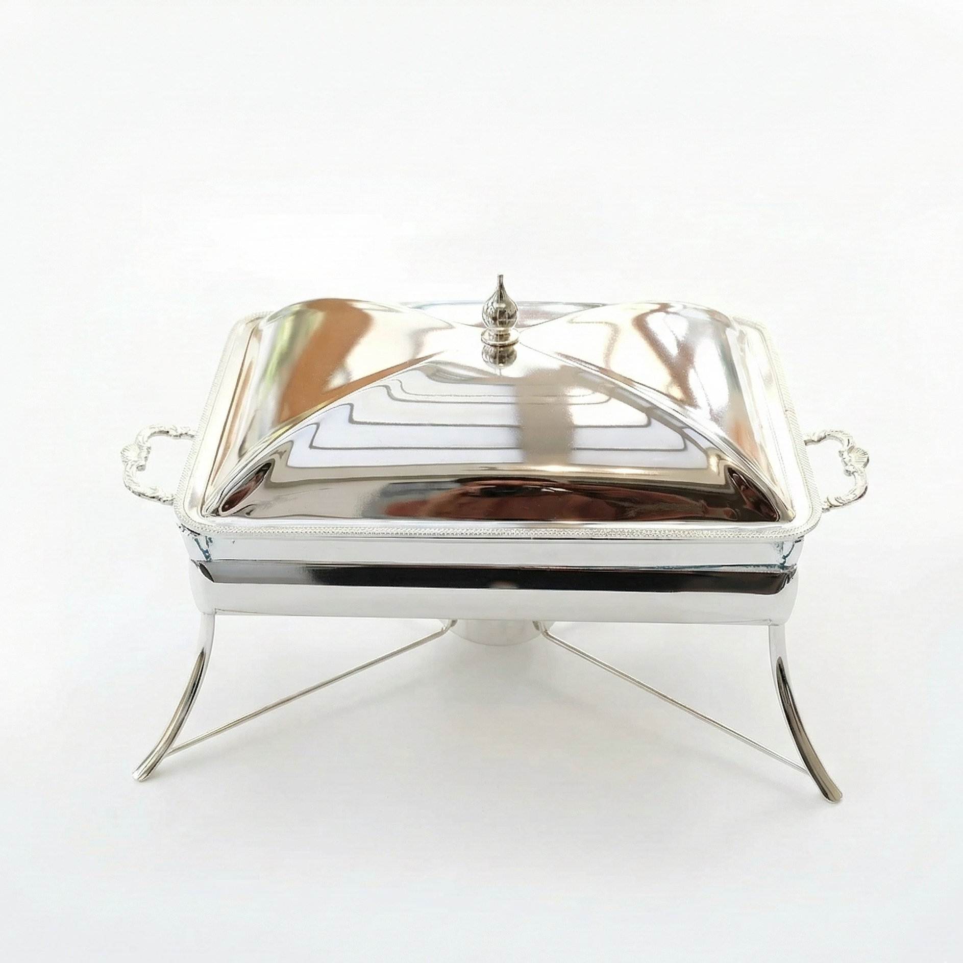 Silver Plated Rectangular Serving Dish with Lid & Stand