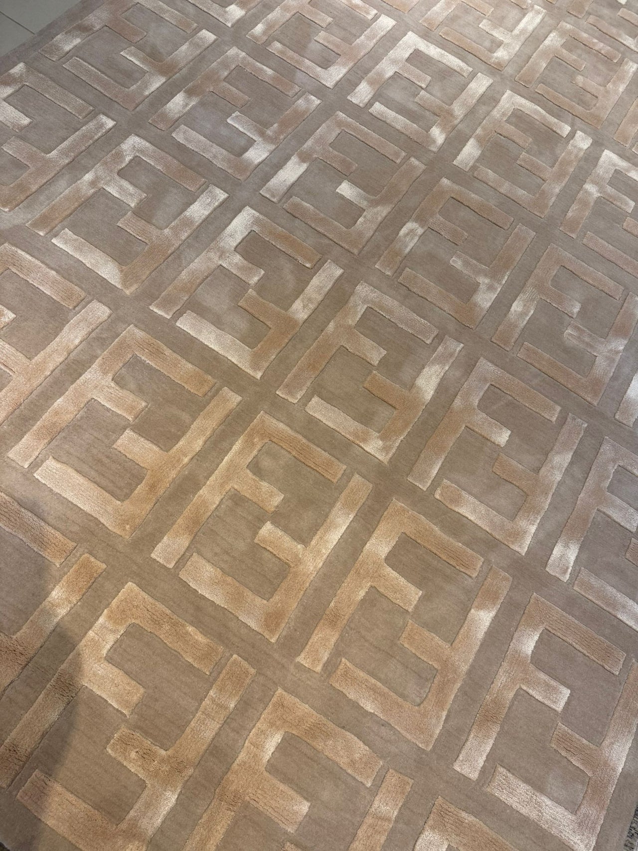 Luxury Fendi casa-Inspired Rug – Beige/apricot pink